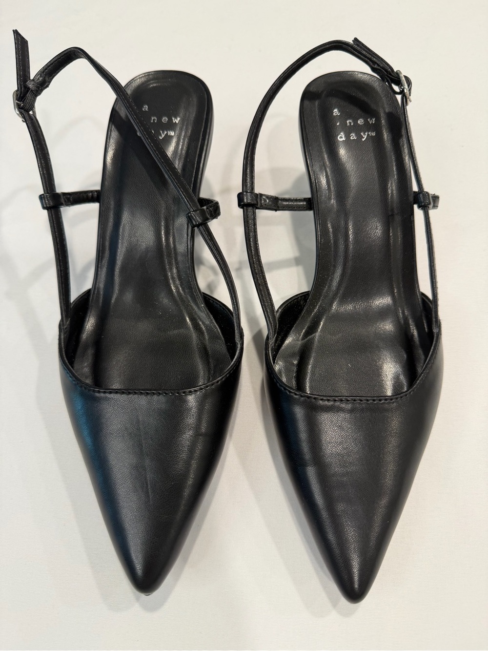 a new day Black Pointed Slingback Heels